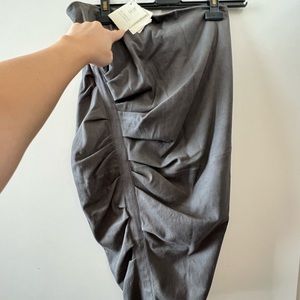 brunello cucinelli grey 100% leather tied skirt brand new $2015